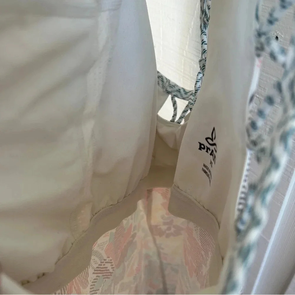 PrAna Cream & Colorful Hawaiian Flower Print Athletic Performance Mini Dress XS - Picture 6 of 9